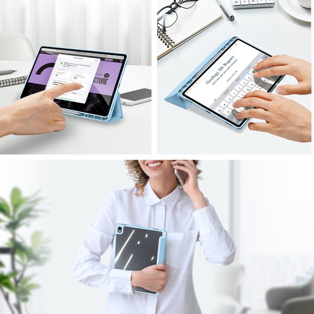 DUX DUCIS Samsung Galaxy Tab S12 Plus Tri-fold stativfodral - Ljusblå
