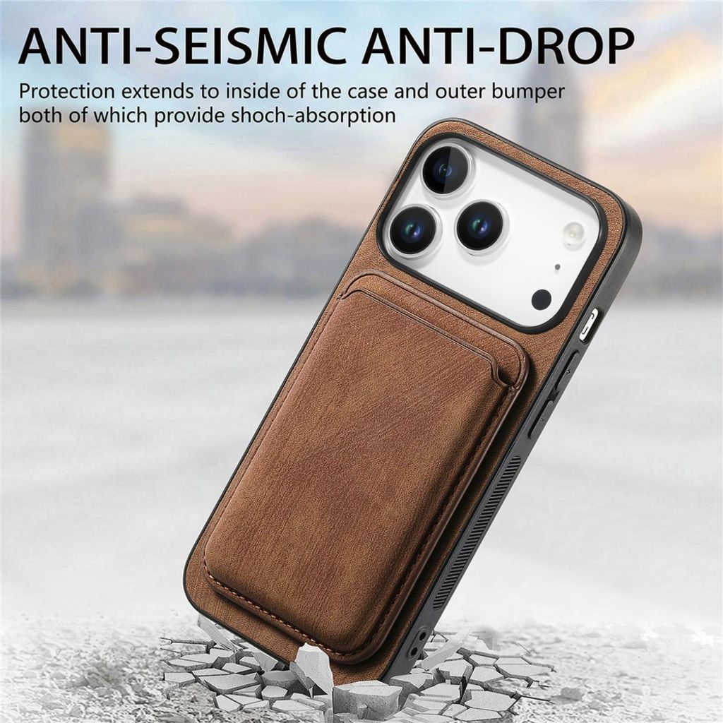 iPhone 17 Pro Max-deksel med avtakbar kortholder – brun