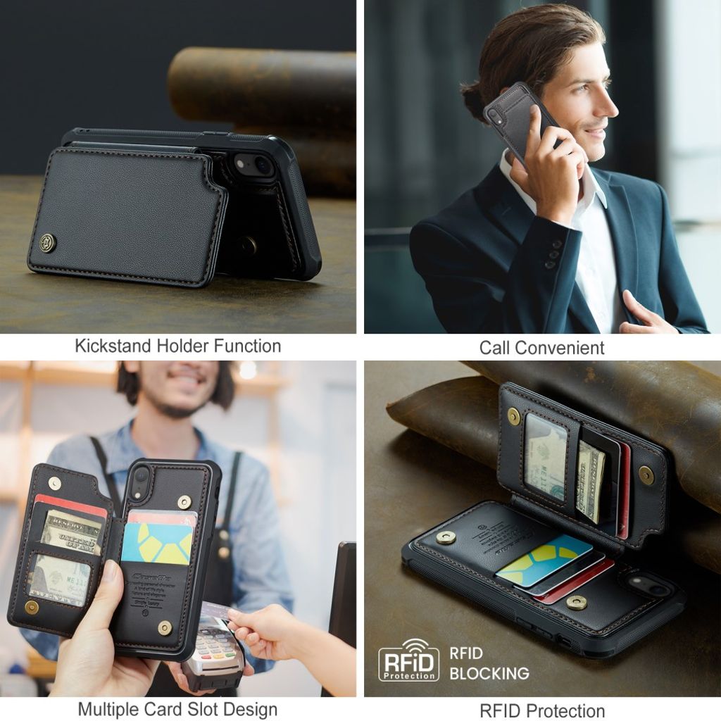 CASEME iPhone XR Plånboksskal RFID-blockerande Kortfack – Svart