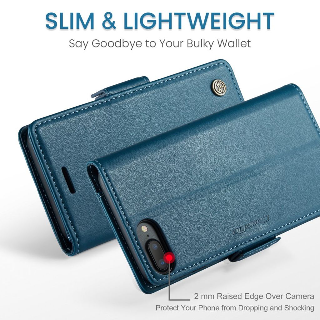 CASEME iPhone 6 Plus/6s Plus/7 Plus/8 Plus Fodral med Kortfack - Blå