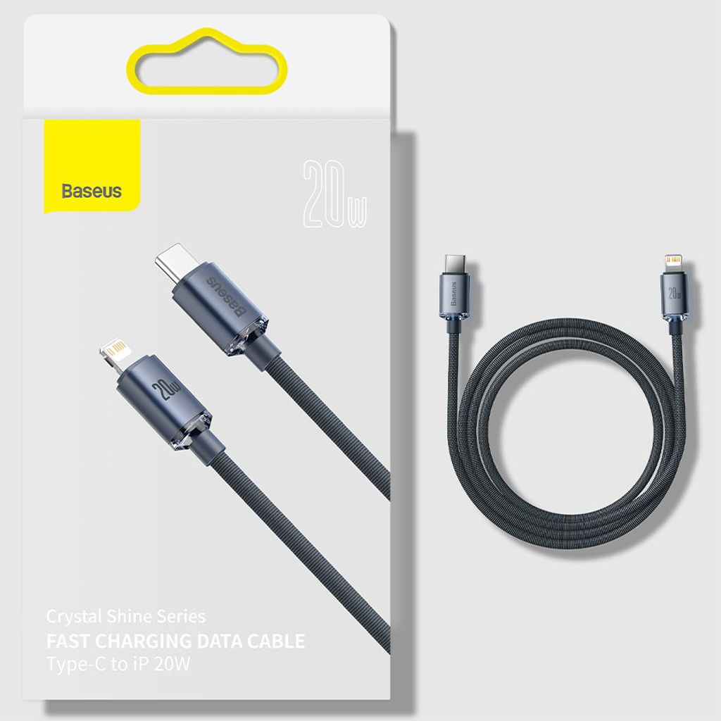 Baseus CAJY000301 Lightning til USB-C PD QC kabel 20W 2m – sort