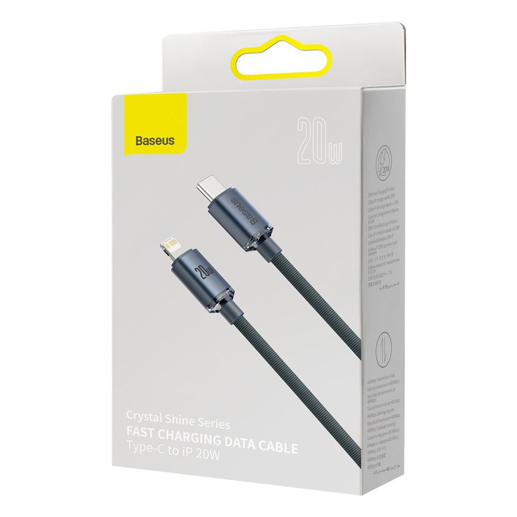 Baseus CAJY000301 Lightning til USB-C PD QC kabel 20W 2m – sort