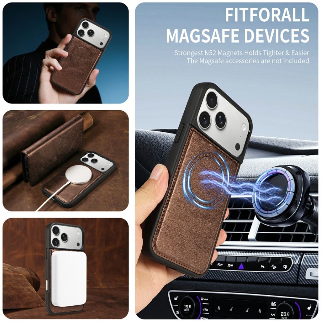 iPhone 18 Pro Max/17 Pro Max Irrotettava MagSafe-lompakkokotelo - Ruskea