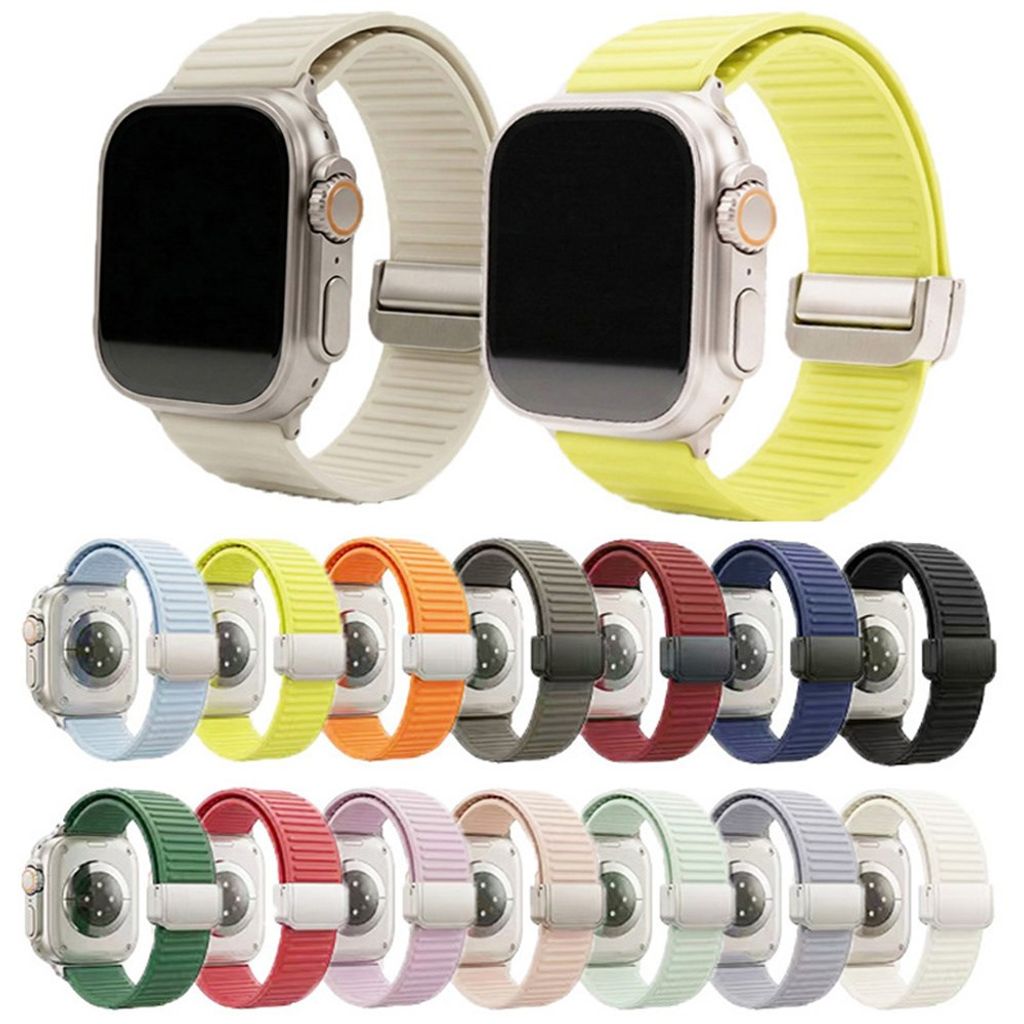 Apple Watch 42/41/40/38mm Silikon klokkerem Magnetisk lukking - Grønn