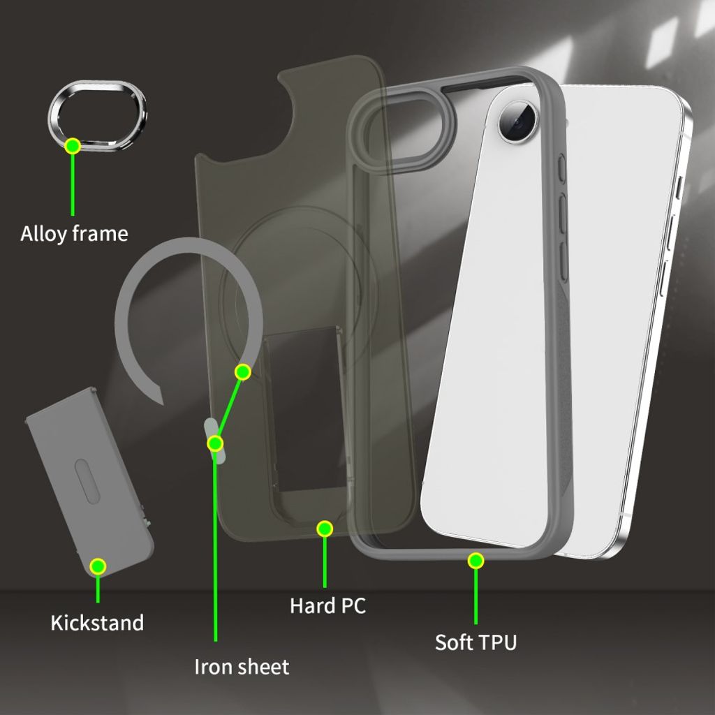iPhone 16e Skal MagSafe-kompatibel Stativ – Svart