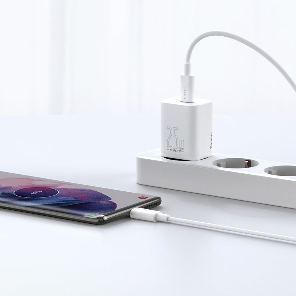 Baseus Super Si 1C vegglader USB Type C 25W PD Quick Charge hvit