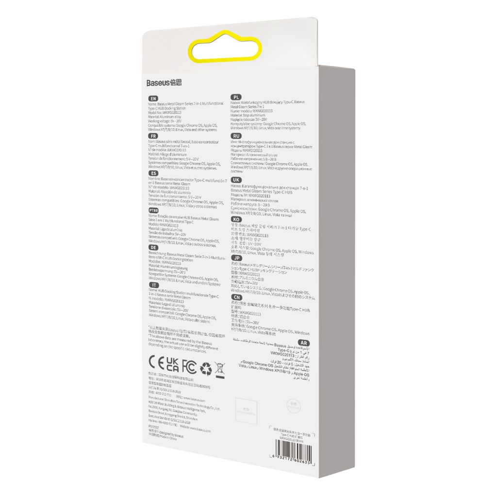 Baseus Metal Gleam Series 7-i-1 USB HUB Type-C – grå