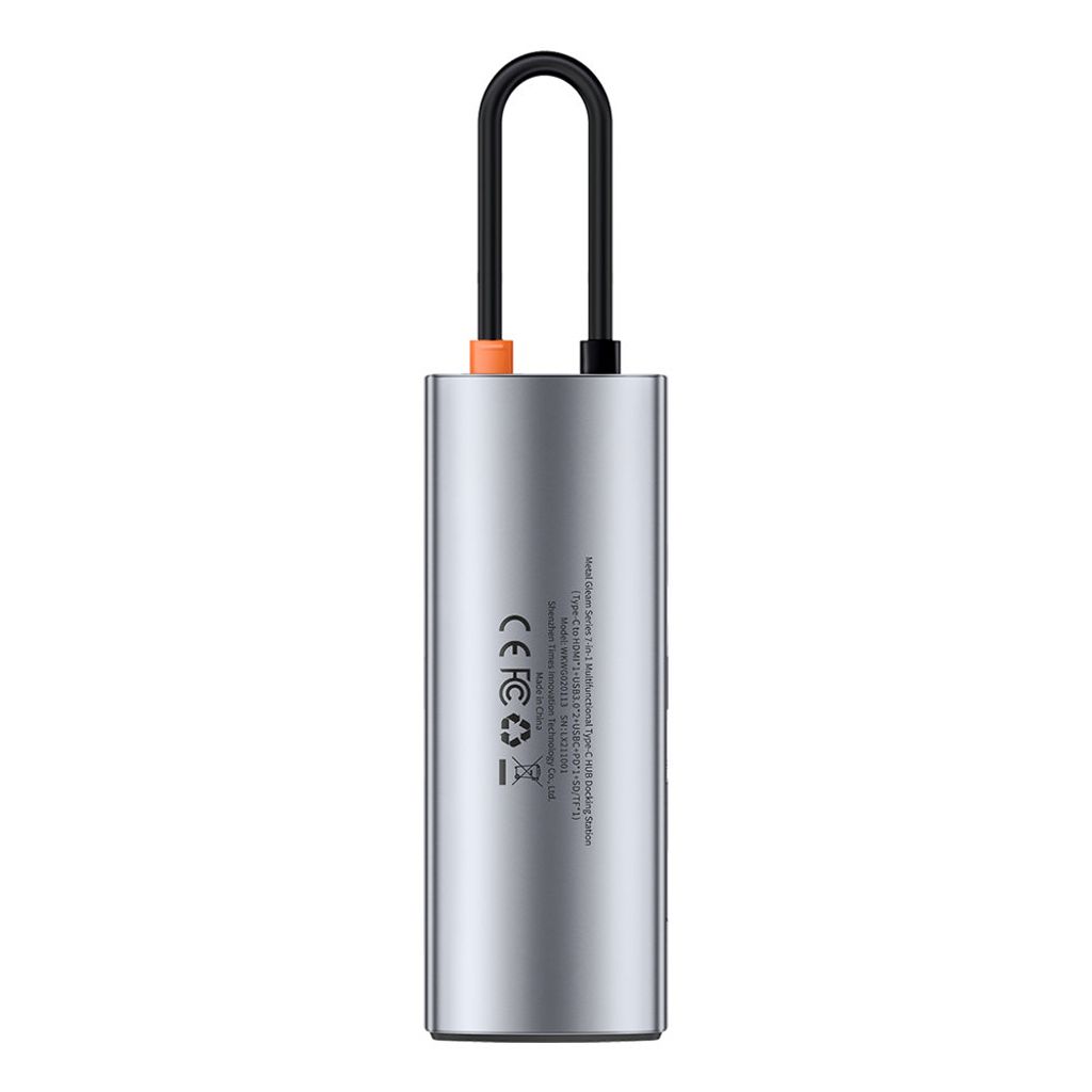 Baseus Metal Gleam Series 7-i-1 USB HUB Type-C – grå