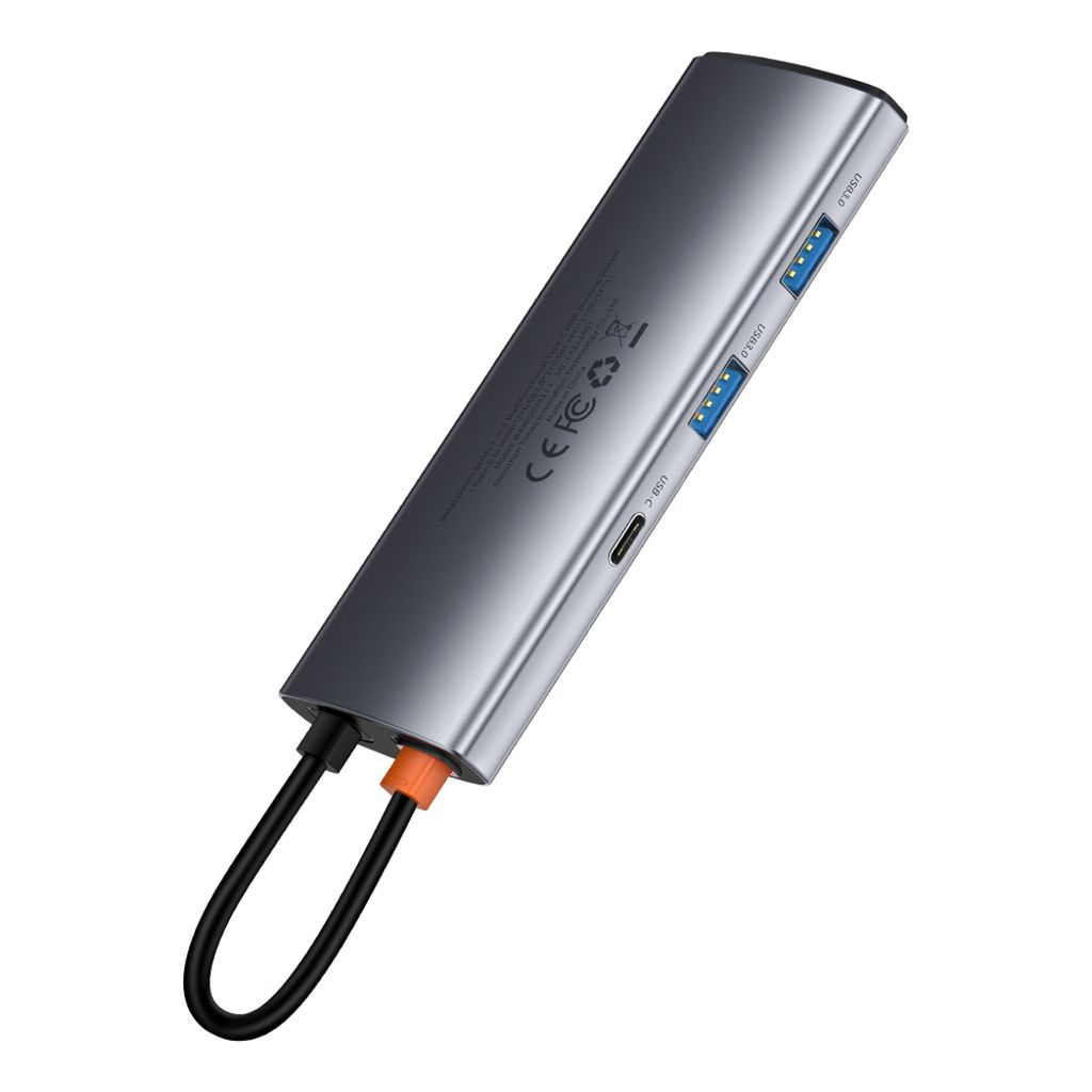 Baseus Metal Gleam Series 7-i-1 USB HUB Type-C – grå
