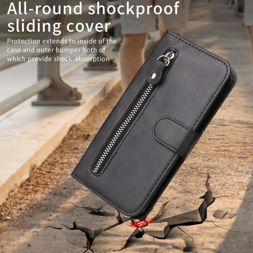 Motorola Moto G86 Power 5G etc. Cover with Zipper Pocket - Black