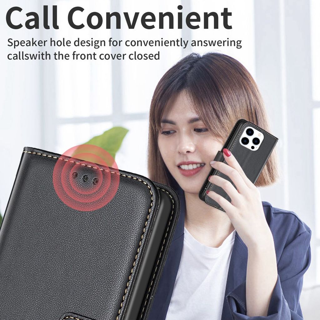 BINFEN COLOR iPhone 14 Pro Wallet Cover Stand Card Holder - Black