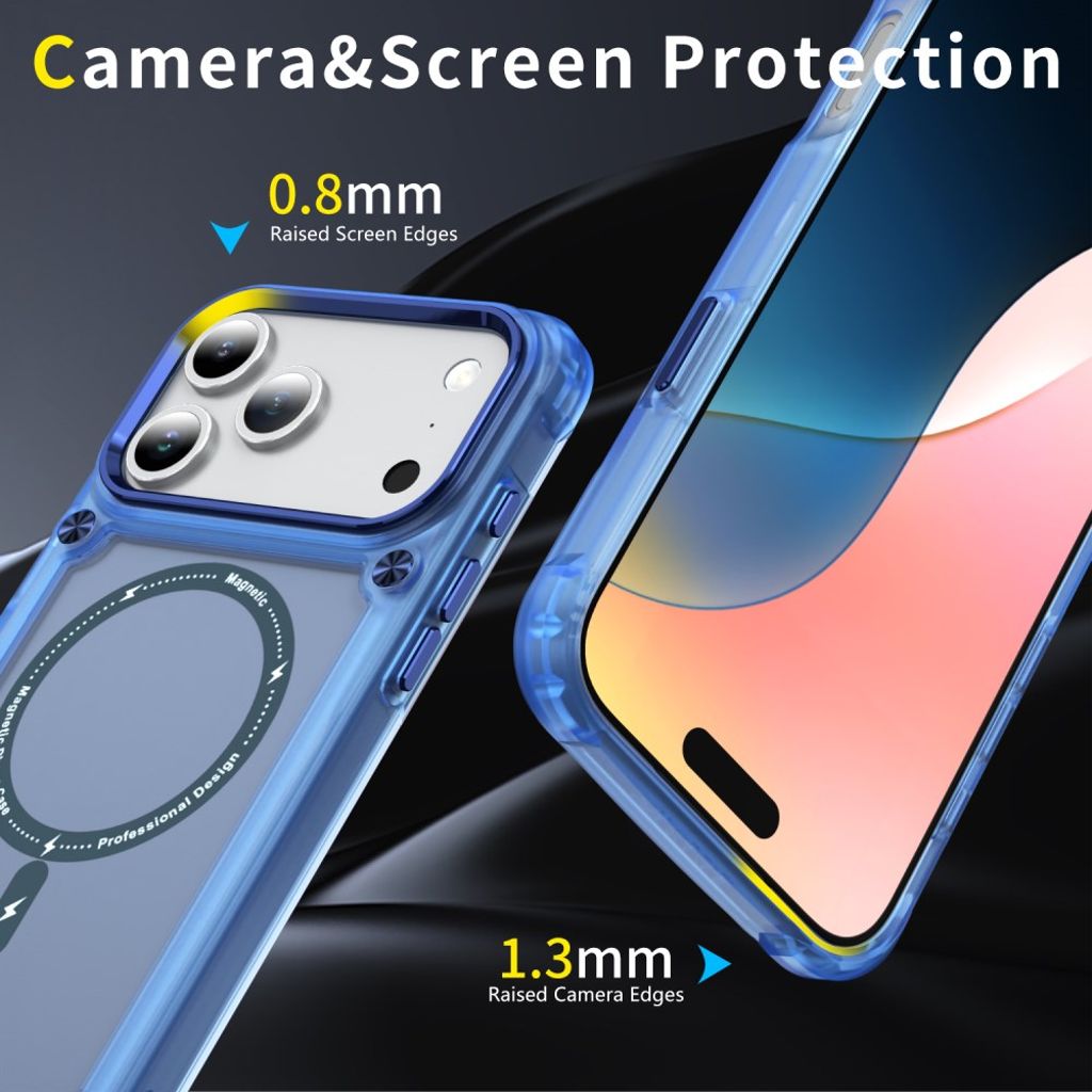 iPhone 17 Pro Max MagSafe -yhteensopiva Kuori - läpinäkyvä sininen