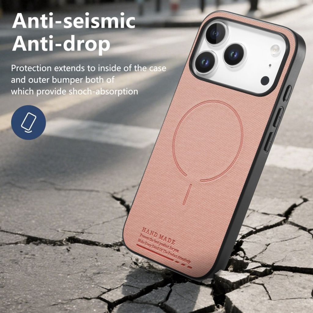 iPhone 17 Pro Max MagSafe-cover med tekstil-look - lyserød