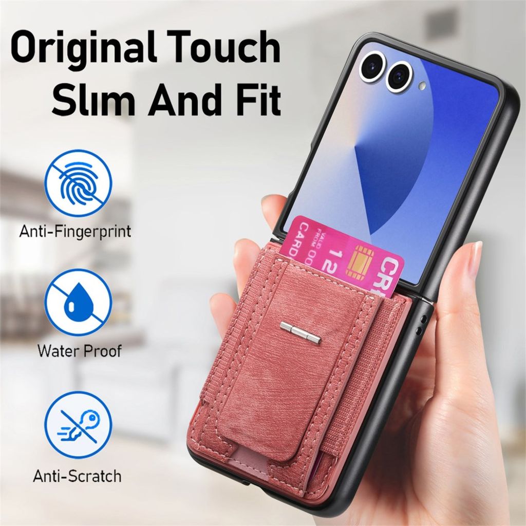 Samsung Galaxy Z Flip7 5G Cover med Kortholder - Lyserød