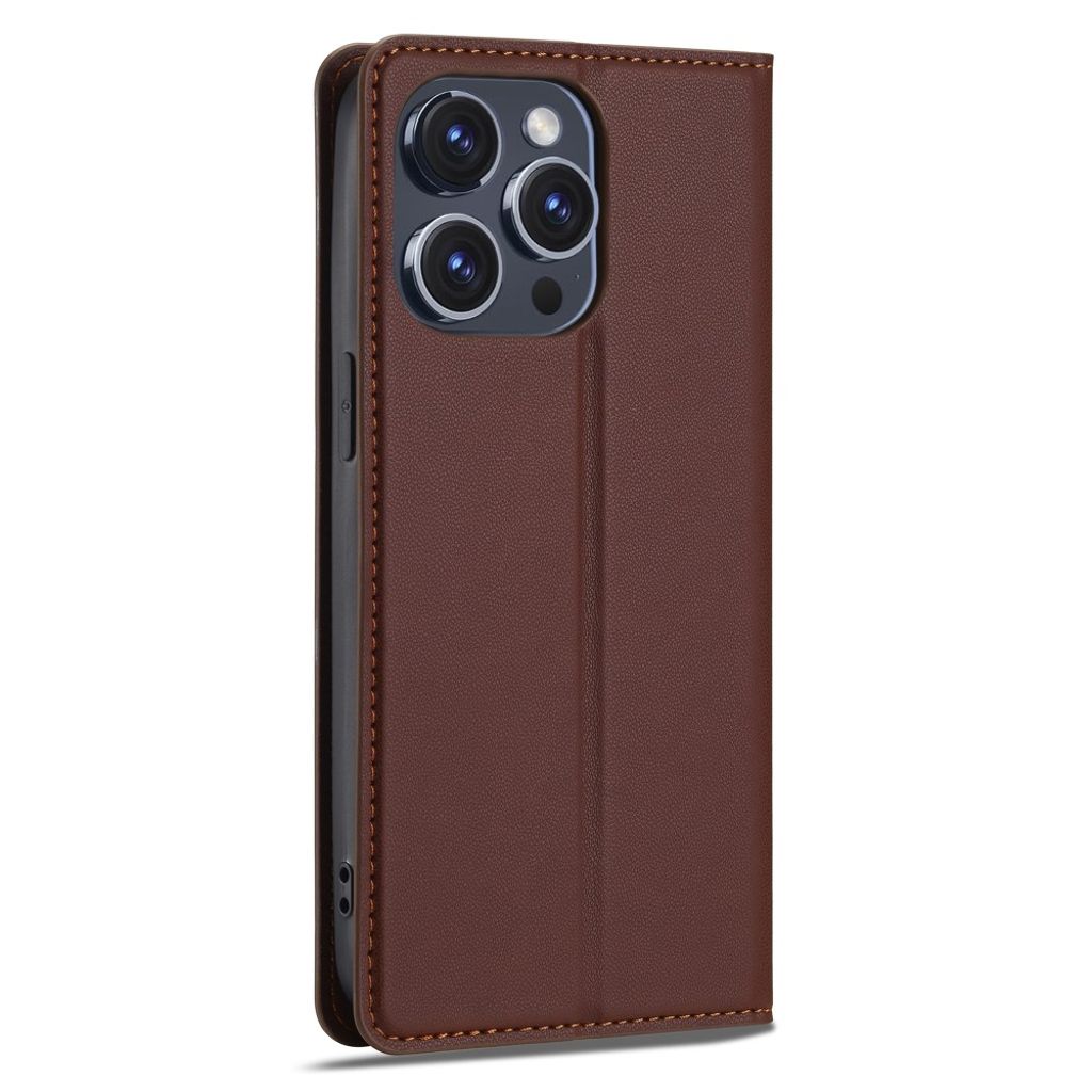 LC.IMEEKE iPhone 15 Pro Plånboksfodral PU-läder Stativ - Brun