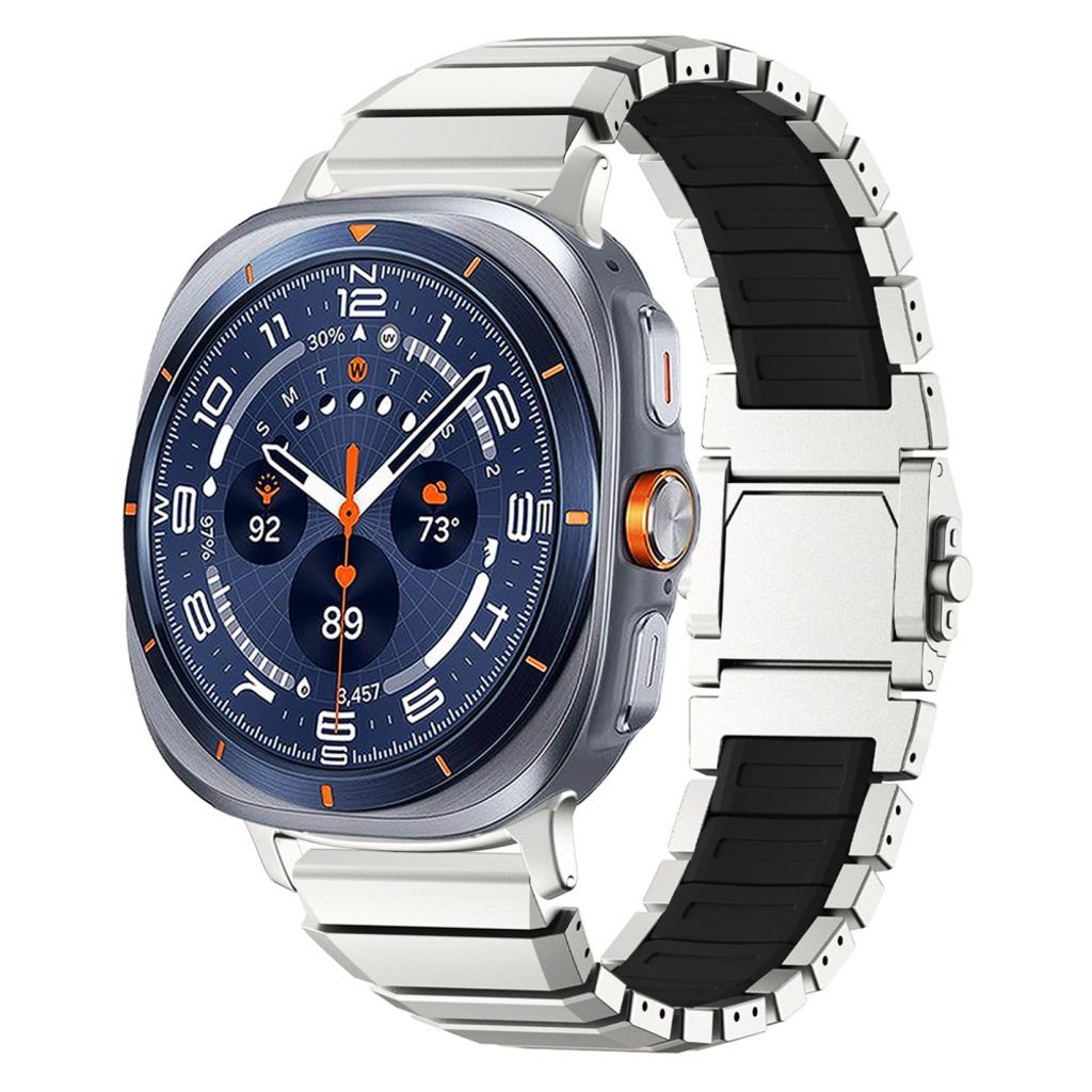 Samsung Galaxy Watch Ultra2 Klokkerem i titan og silikon - Sølv/Svart