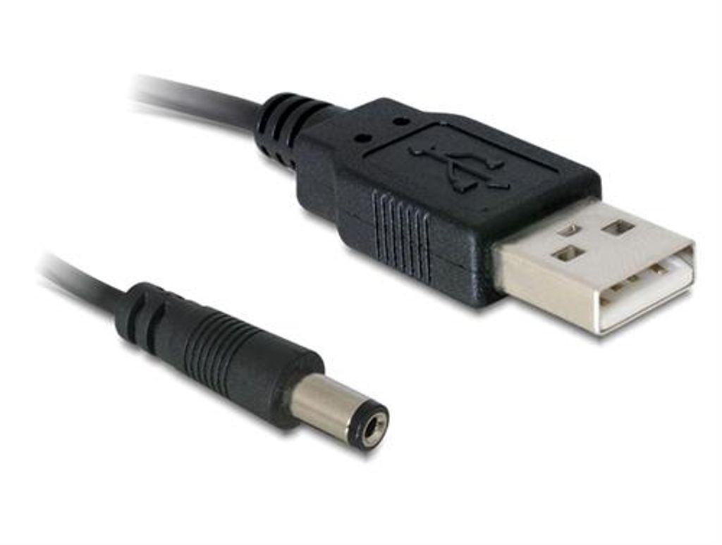 Delock USB-virtakaapeli DC 5.5 x 2.1 mm uros – musta 1 m
