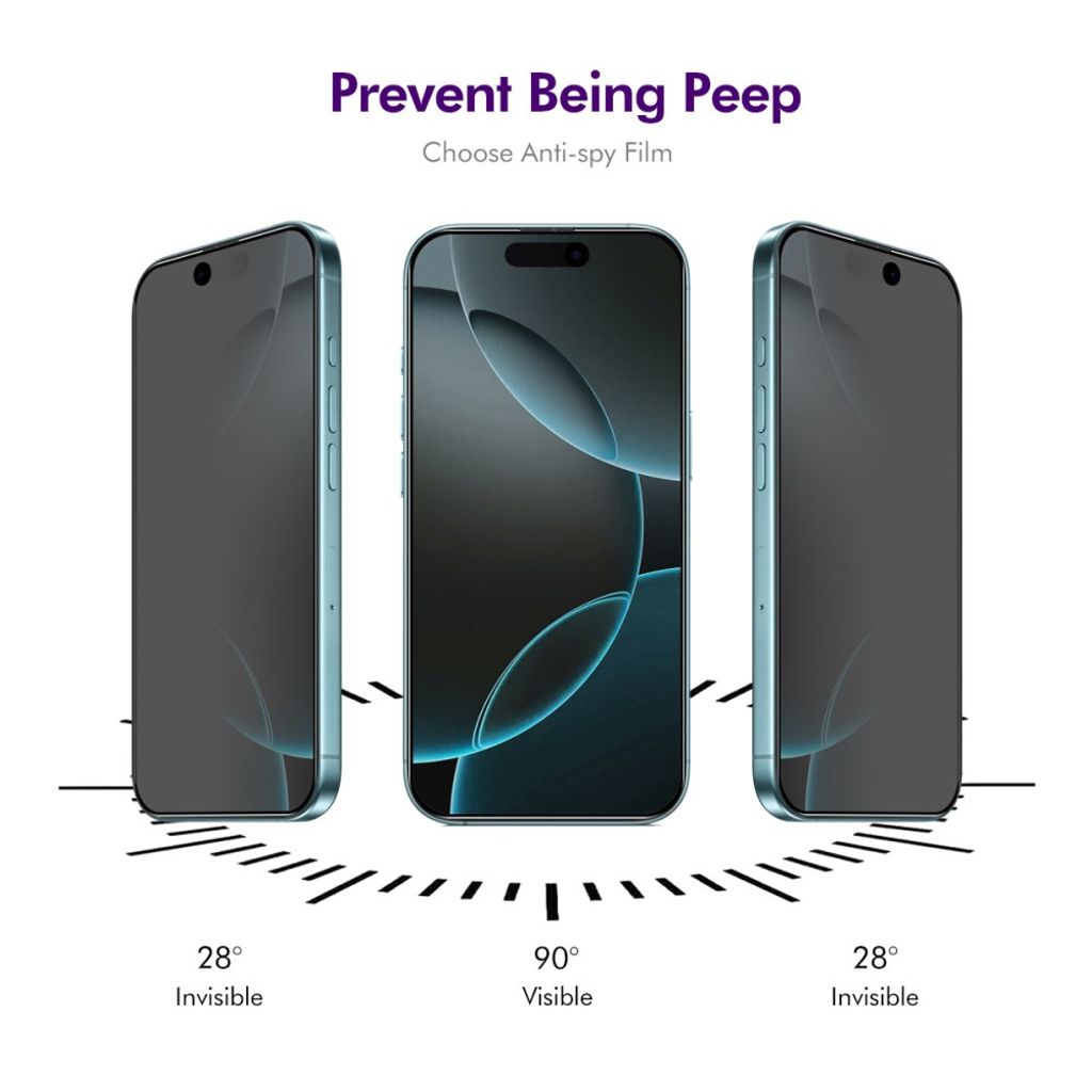 ENKAY HAT PRINCE iPhone 18 Pro Max/17 Pro Max Privacy Skjermbeskytter - Svart