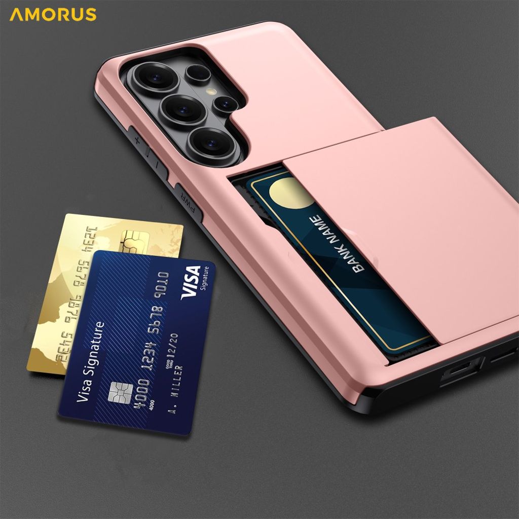 AMORUS Samsung Galaxy S26 Ultra Plånboksskal Korthållare - Svart