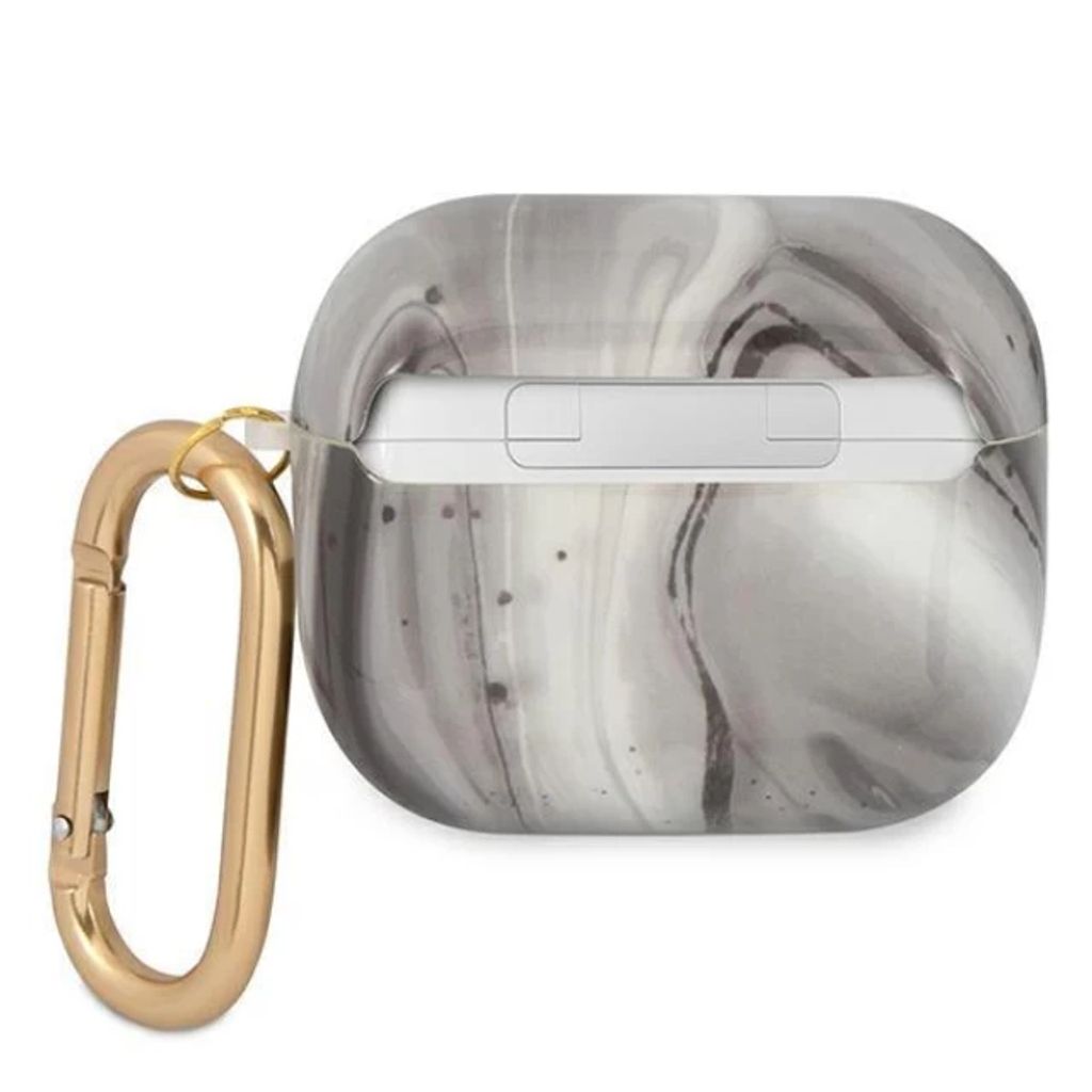 Guess Fodral med Marmordesign till AirPods 3 – Svart