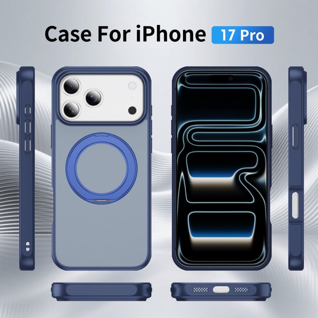 iPhone 18 Pro/17 Pro MagSafe Deksel med ringstøtte - Blå