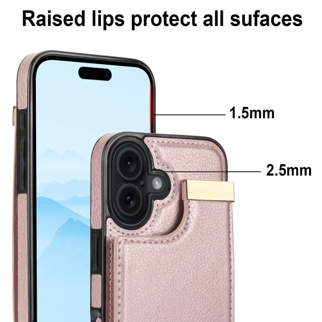 iPhone 17 Skal med Korthållare – Roséguld