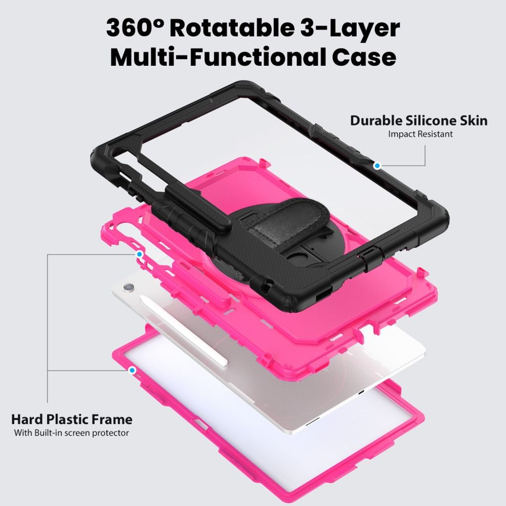 Samsung Galaxy Tab S10 FE Plus Case with Shoulder Strap - Pink
