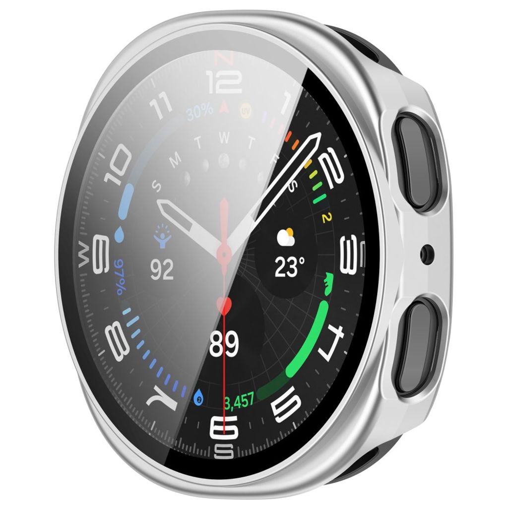 Samsung Galaxy Watch9 40mm Deksel med skjermbeskytter i glass - Sølv