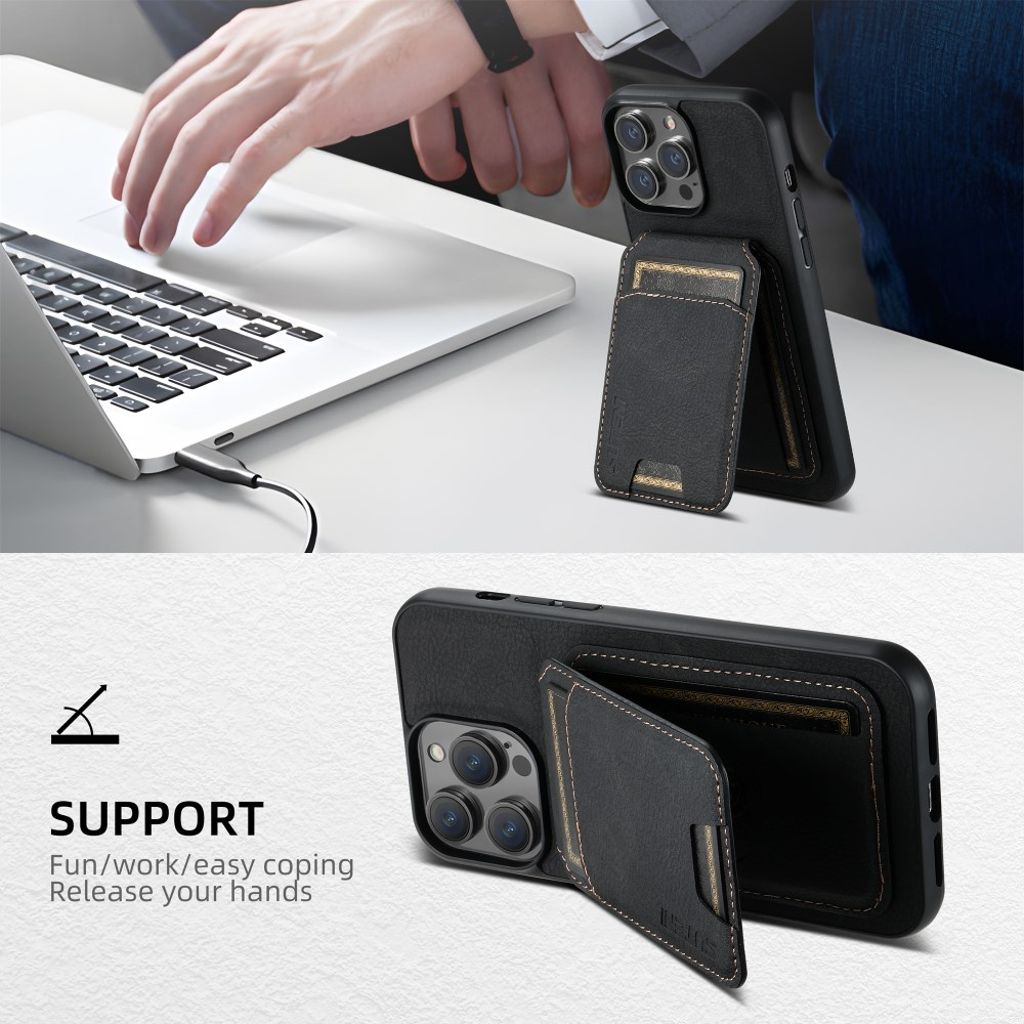 SUTENI iPhone 11 Pro Max Cover med Kortholder & Stativ – Sort