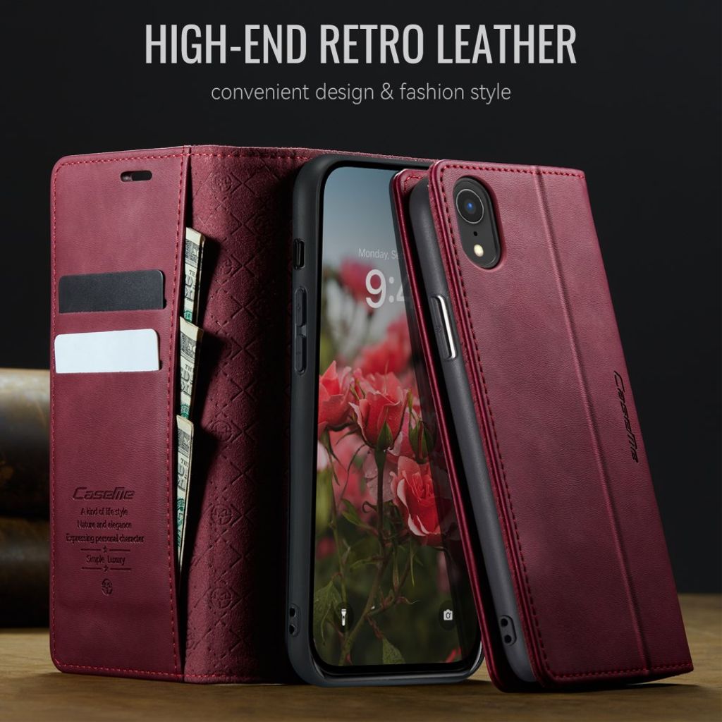 CASEME iPhone XR Plånboksfodral RFID Stativ – Röd