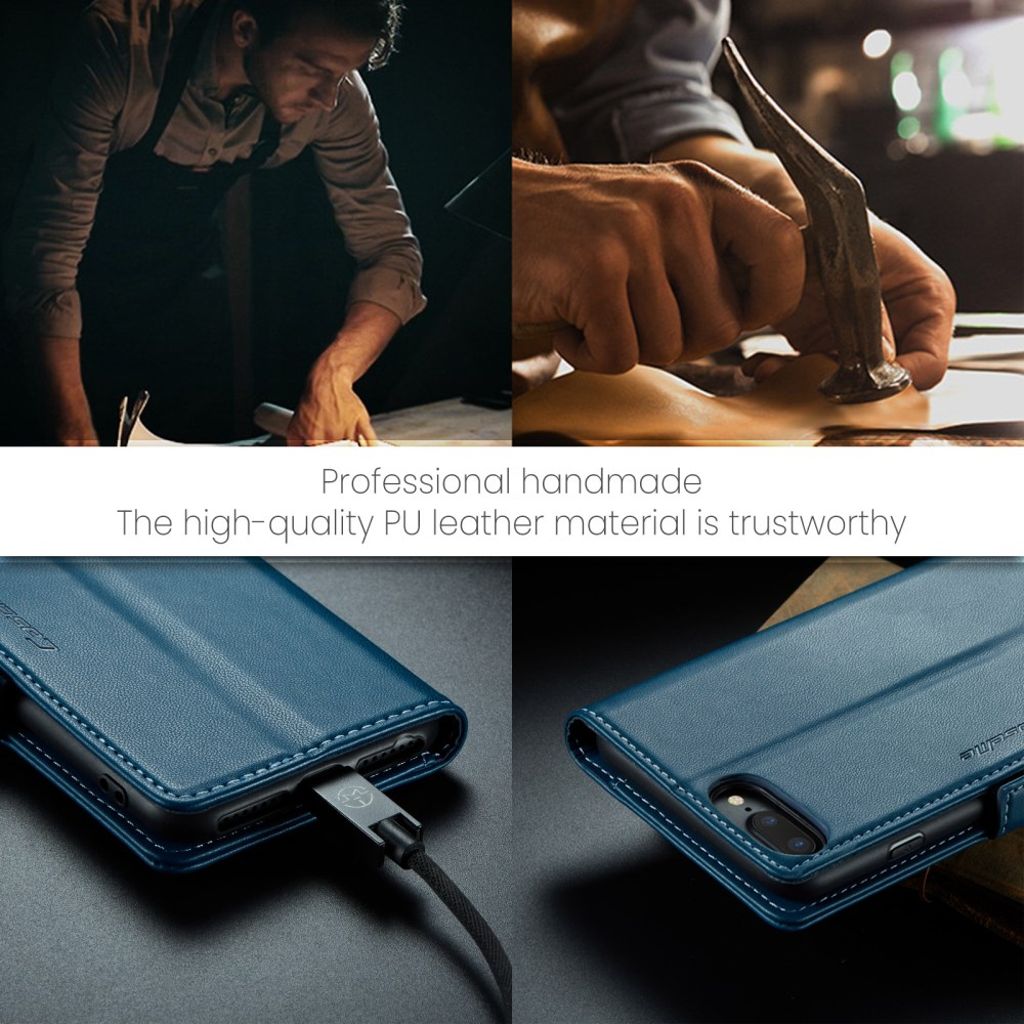 CASEME iPhone 6 Plus/6s Plus/7 Plus/8 Plus Fodral med Kortfack - Blå