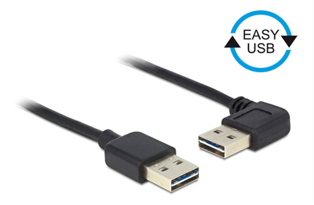 DeLock Vendbar USB-kabel, Type A til Type A, 1m