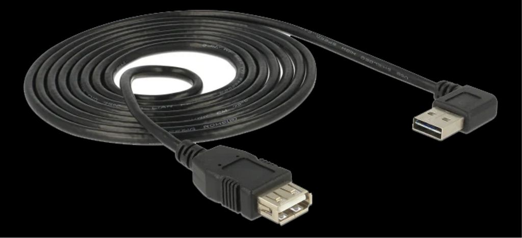 DeLock Forlængelseskabel -USB-A hane vinklad til USB-A hona, 1m