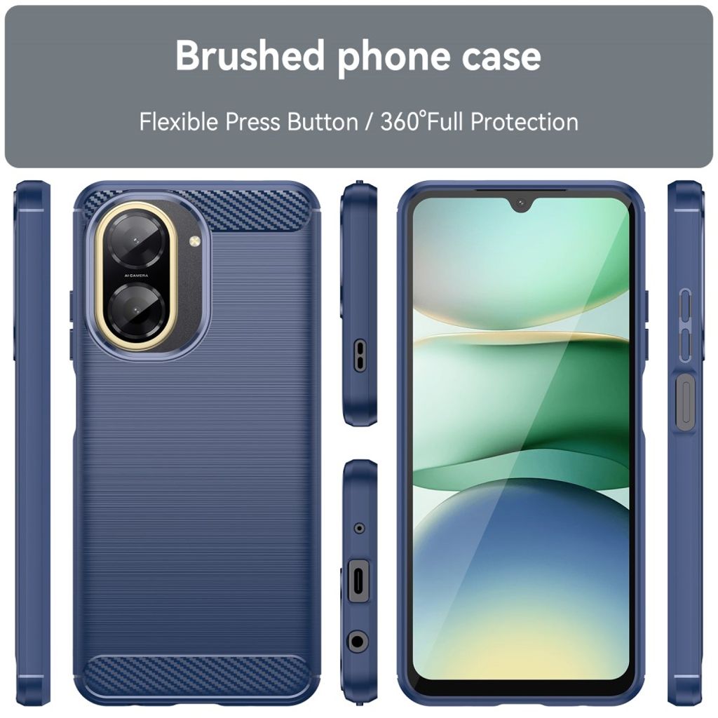 xiaomi redmi a5 4g case protective phone case carbon fiber texture brushed - blue