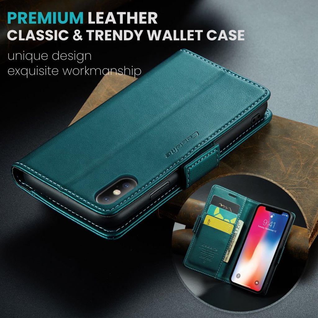 CASEME iPhone XS Max Pungetui med RFID og 3 Kortplads – Grøn