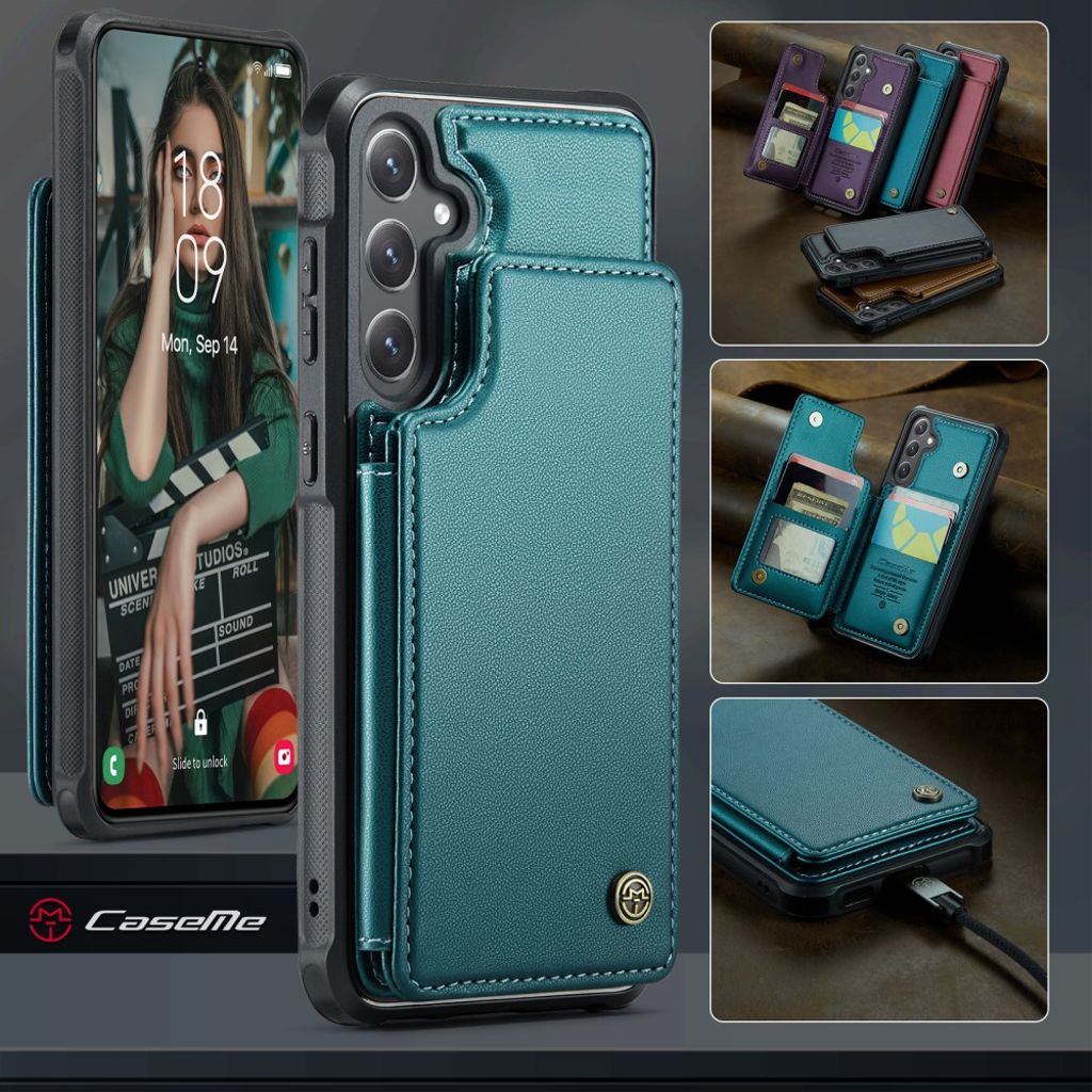 CASEME Samsung Galaxy S25 FE Deksel med Lommebok - Grønn