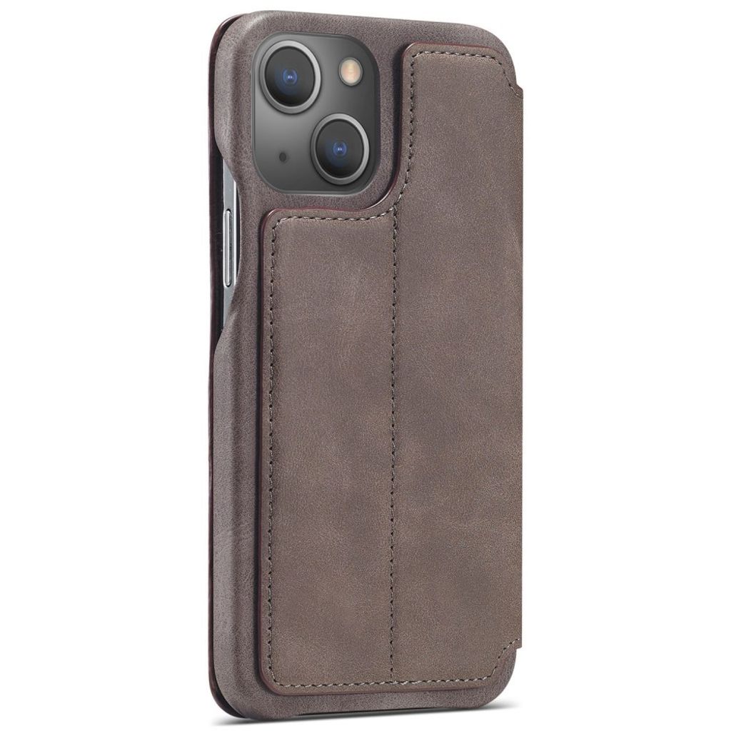 LC.IMEEKE iPhone 14 Lommeboketui med Stativ/Kortholder – Mørk brun