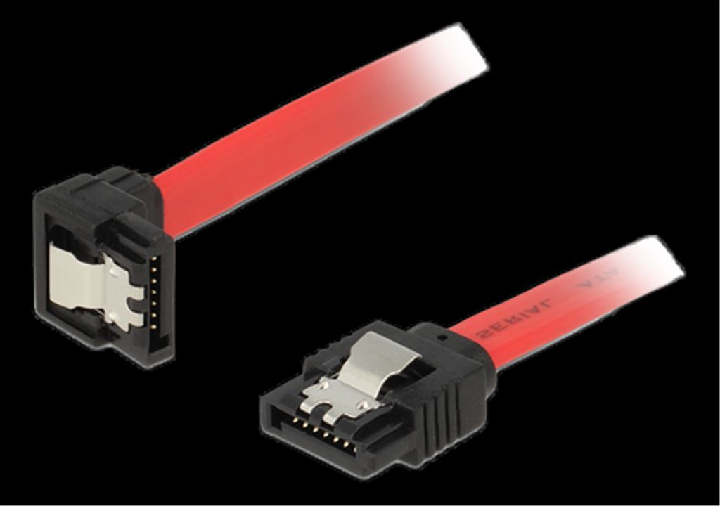 Delock SATA 6 Gb/s-kabel rett til nedovervinklet 20 cm - Rød