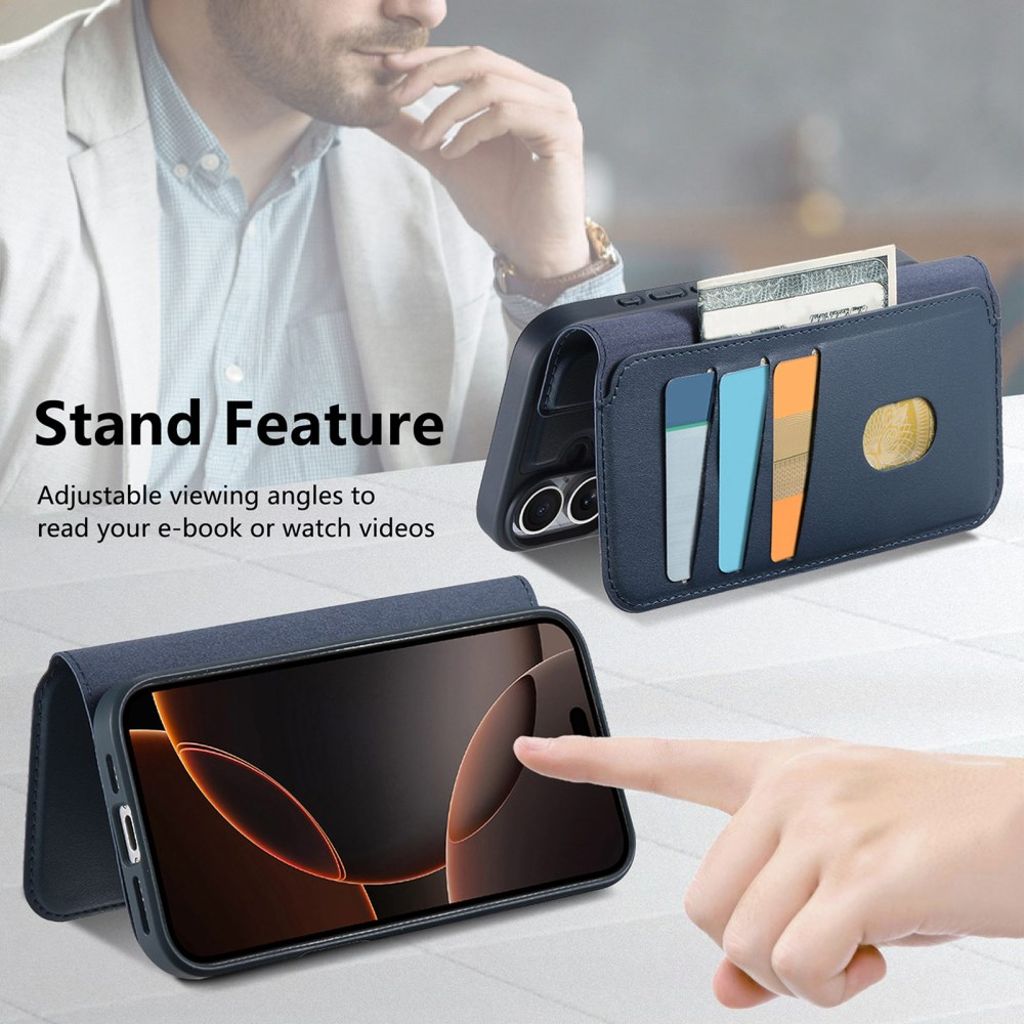 Caseneo iPhone 16 Pro Max Lommeboketui MagSafe RFID – Blå