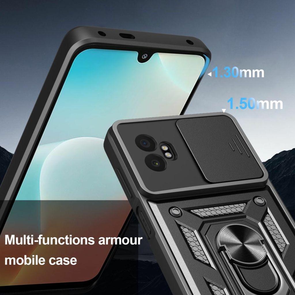 Samsung Galaxy XCover7 Pro deksel med ringholder og skyvbart kameralokk – sølv