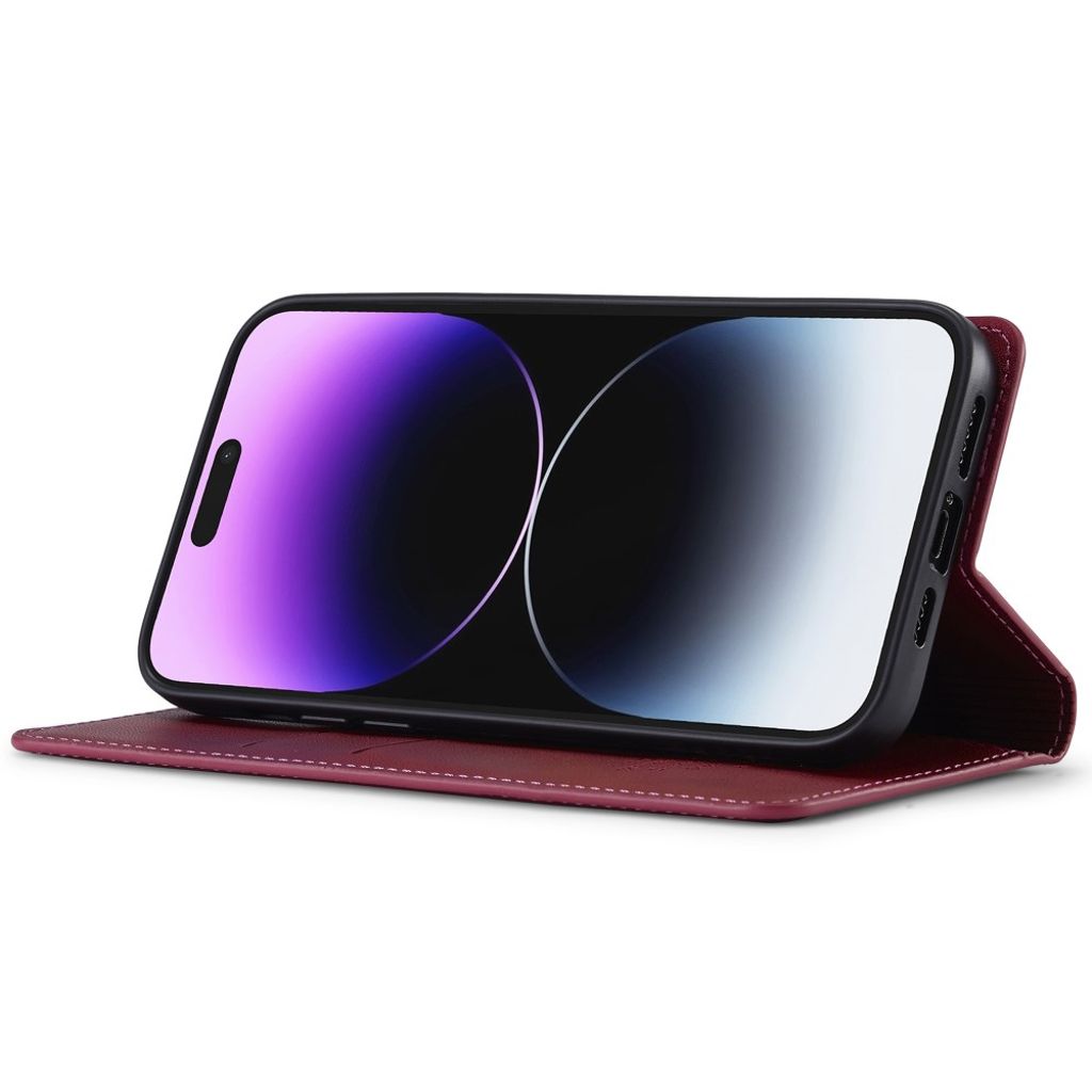 LC.IMEEKE iPhone 15 Pro Plånboksfodral PU-läder/Stativ - Röd