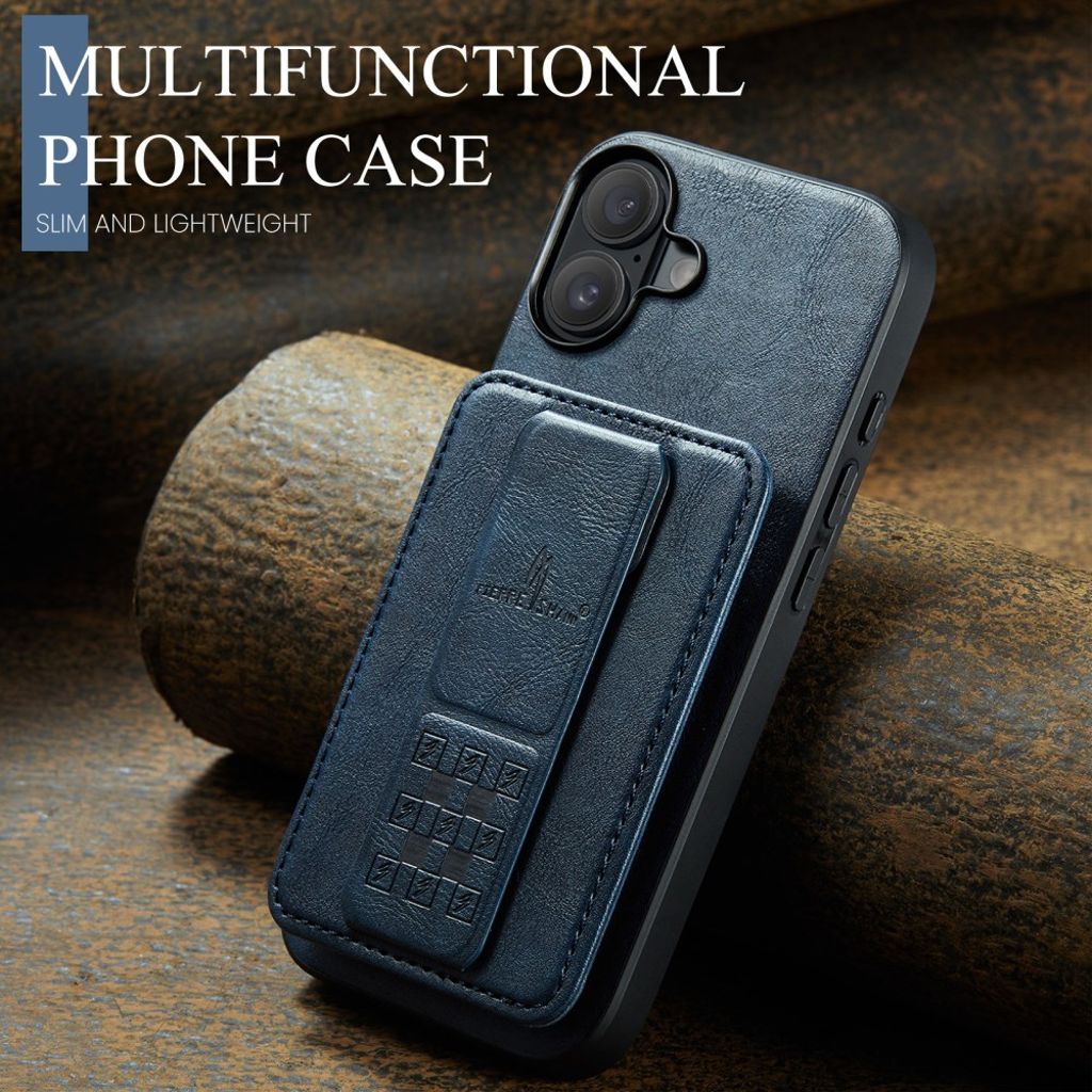 FIERRE SHANN iPhone 16 Case with Card slots - Blue