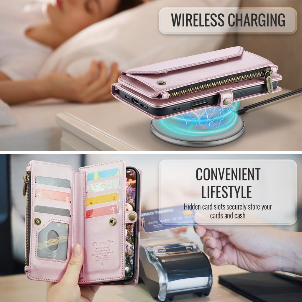 CASEME iPhone 16 Pro Max Lommeboketui med Stropp – Rosa