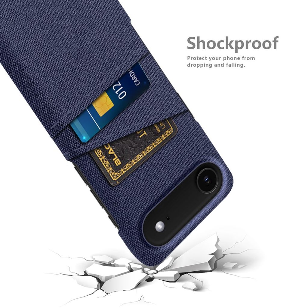 iPhone 17 Air Skal i Textil med 2 Kortfack - Blå