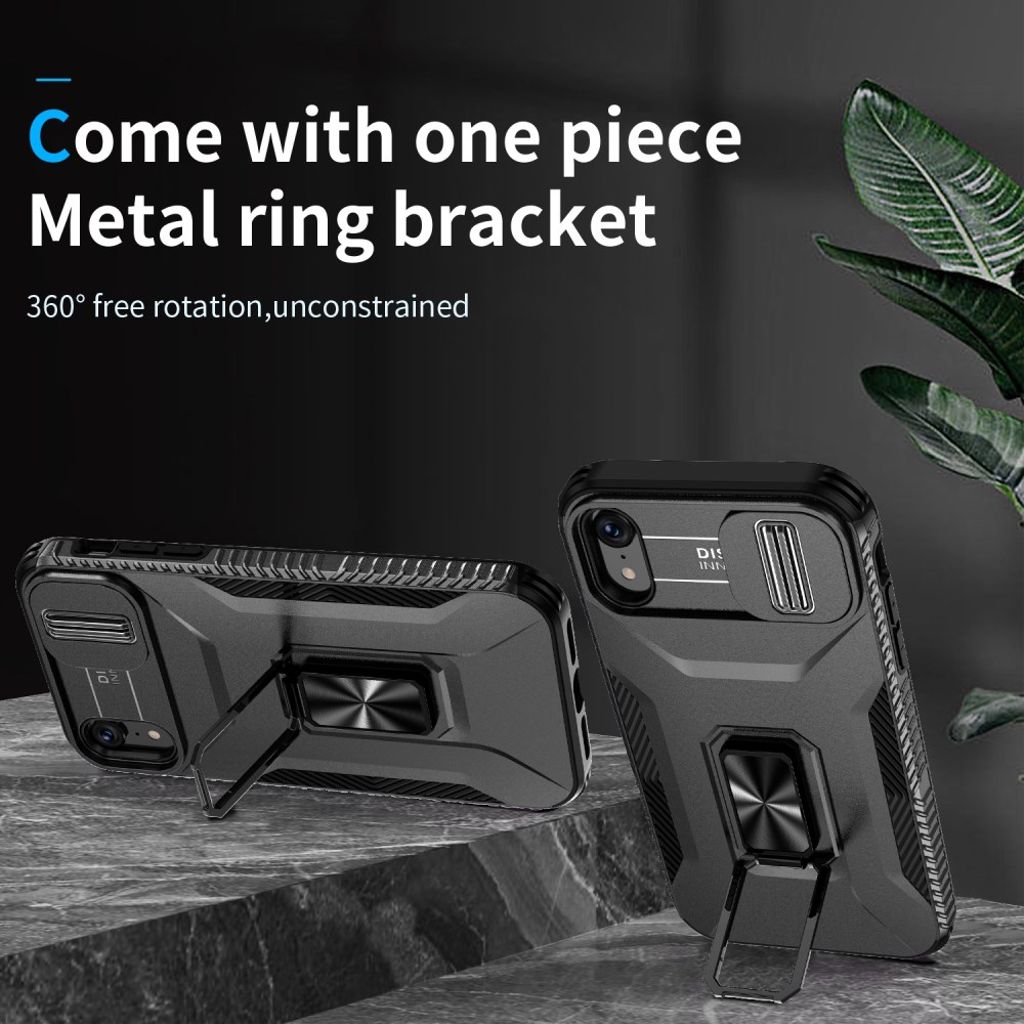 iPhone XR Skal Magnetisk Stativring - Svart