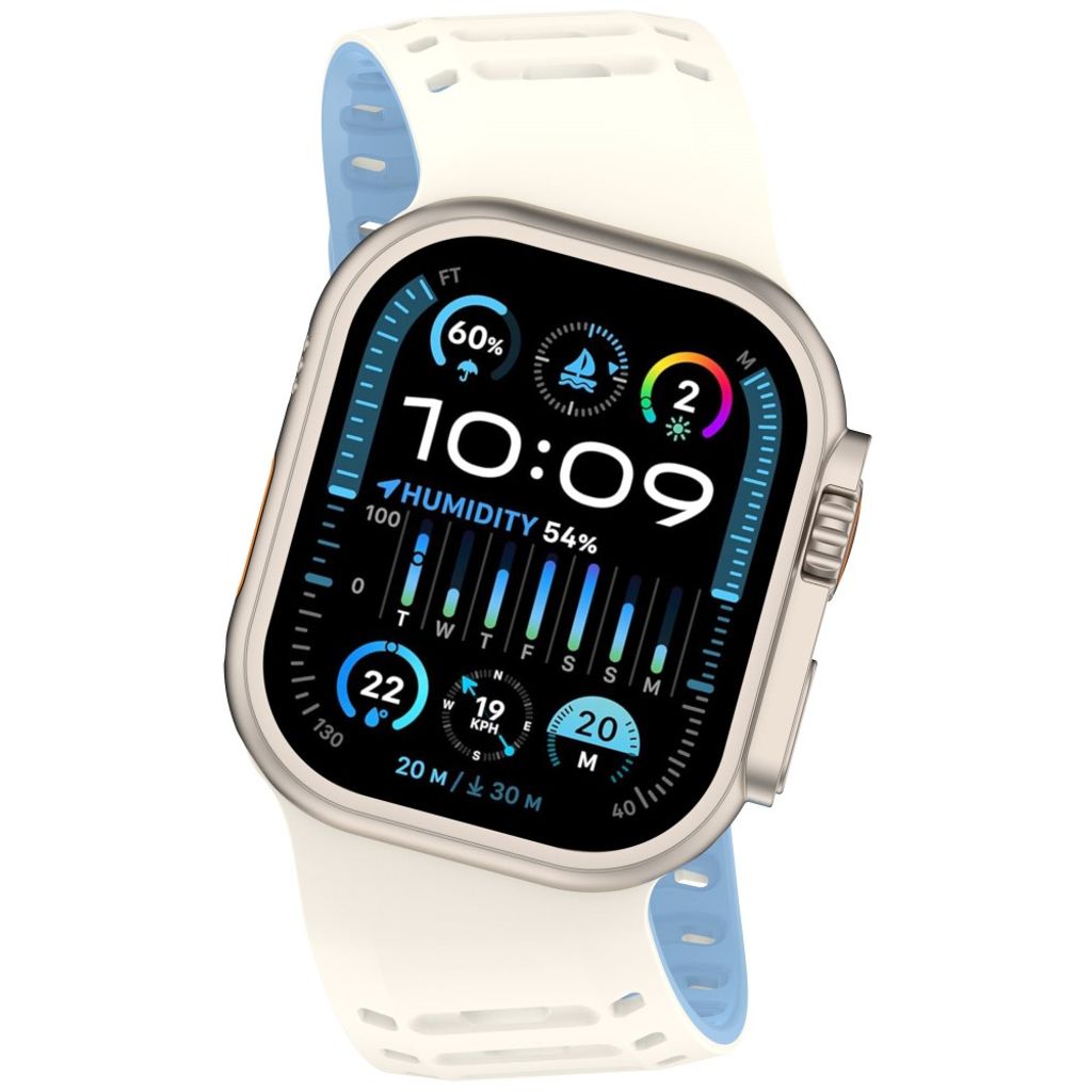 Apple Watch 49/46/44/42mm Klockarmband i Silikon Magnetisk - Vit/Blå