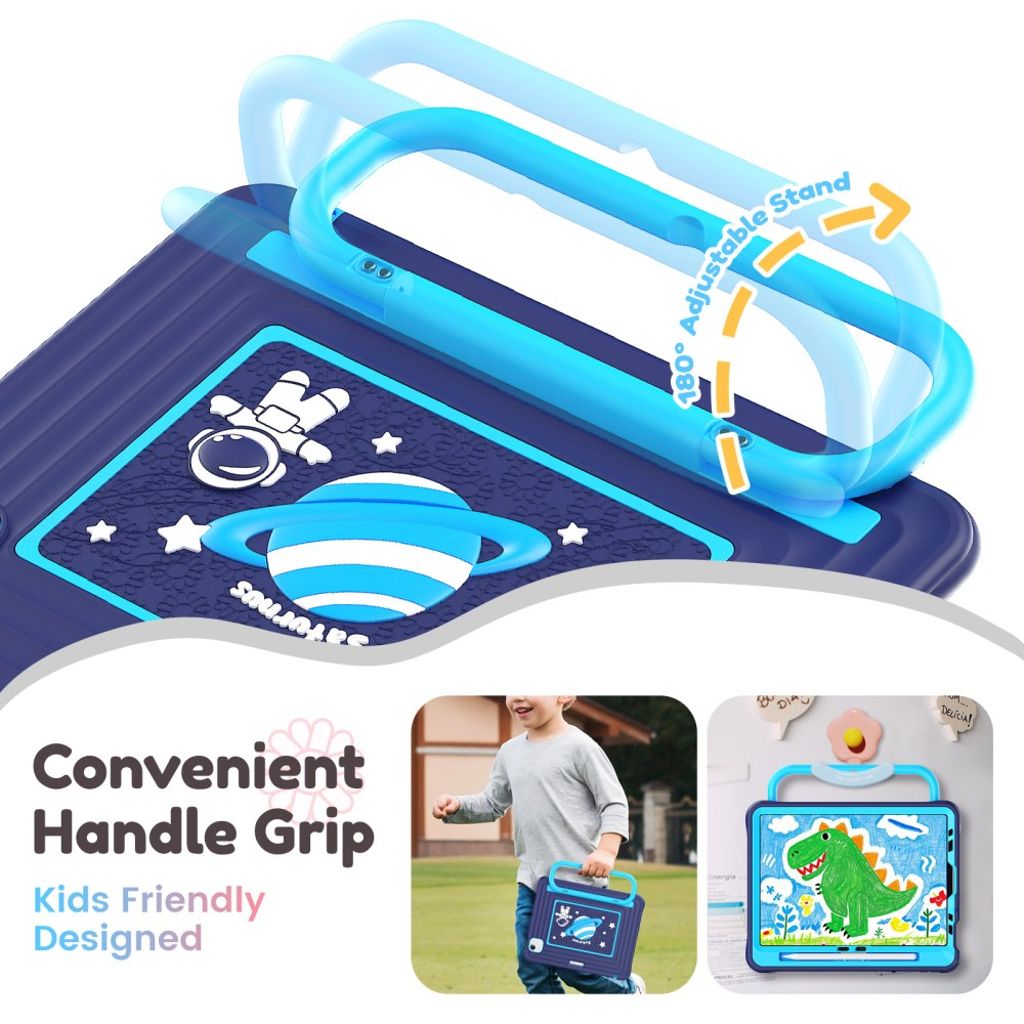 Lasten kuori jalustalla iPad Airille/Prolle 11" - sininen