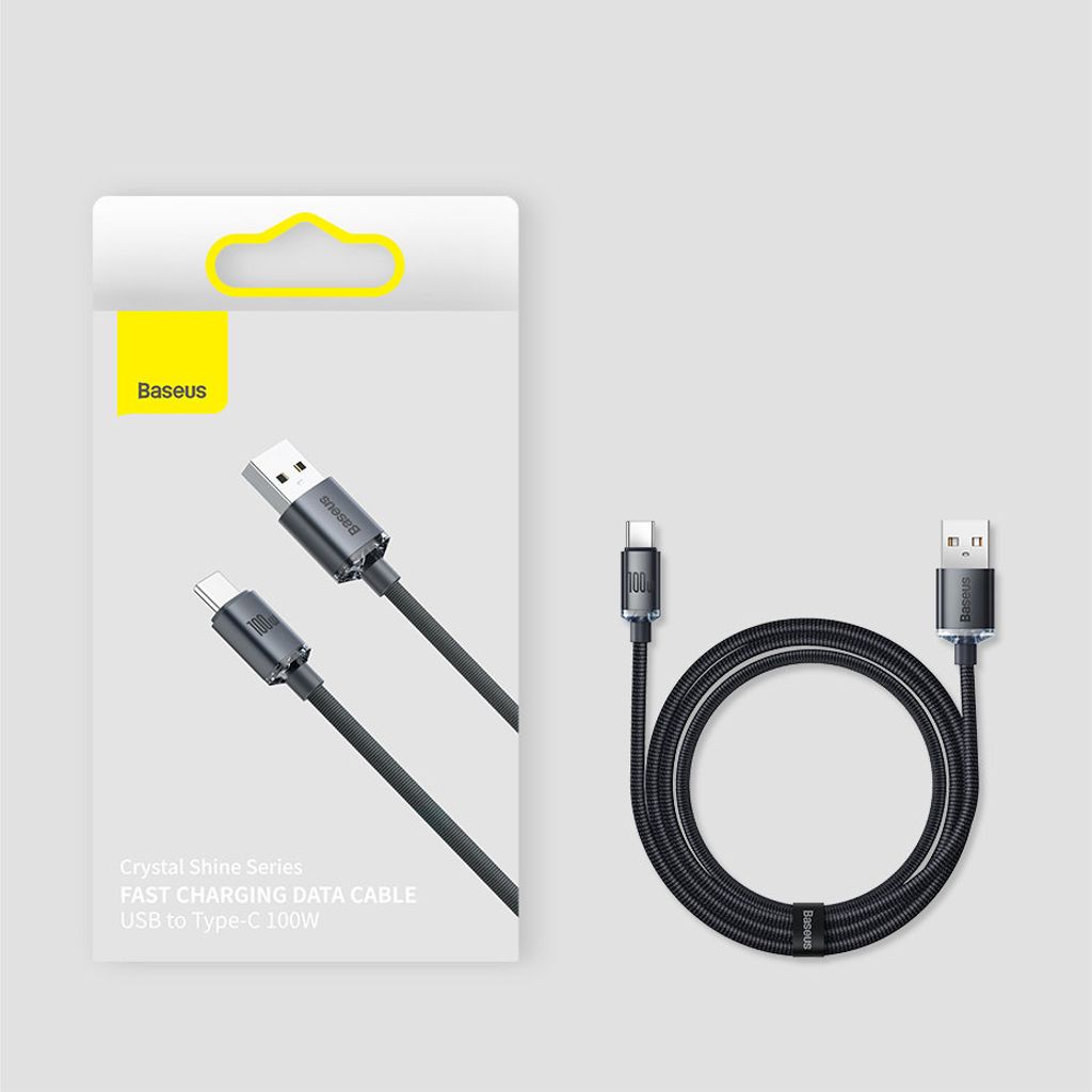 Baseus Crystal Shine USB til USB-C kabel 100W 2m – sort