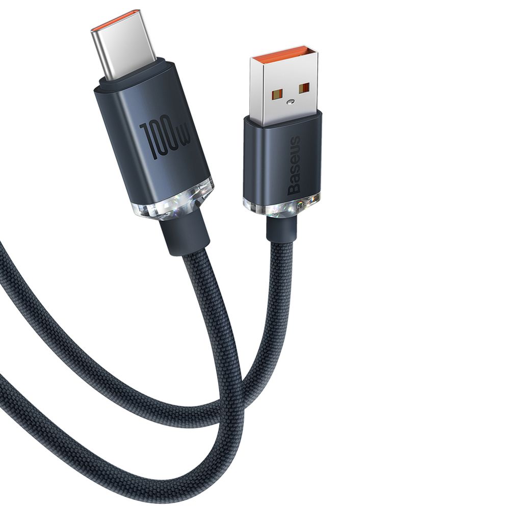 Baseus Crystal Shine USB til USB-C kabel 100W 2m – sort