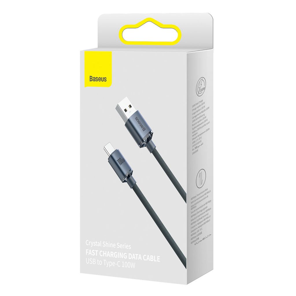 Baseus Crystal Shine USB til USB-C kabel 100W 2m – sort
